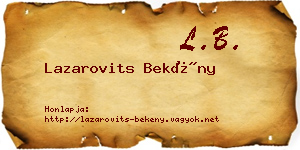 Lazarovits Bekény névjegykártya